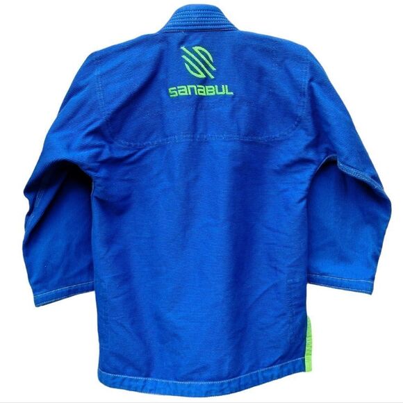 Sanabul Kid's Kimono / GI Top Size K3 Blue and Green - Picture 2 of 6
